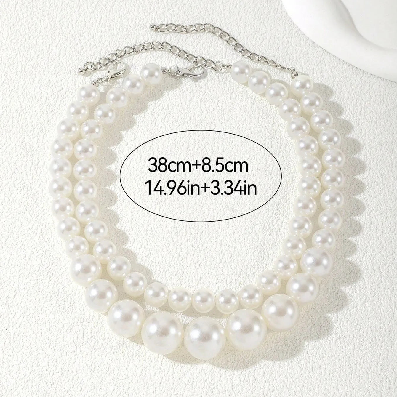 2 Pcs Set Exaggerated Big Imitation Pearl Clavicle Chain Necklace for Women Wedding Bridal Jewelry