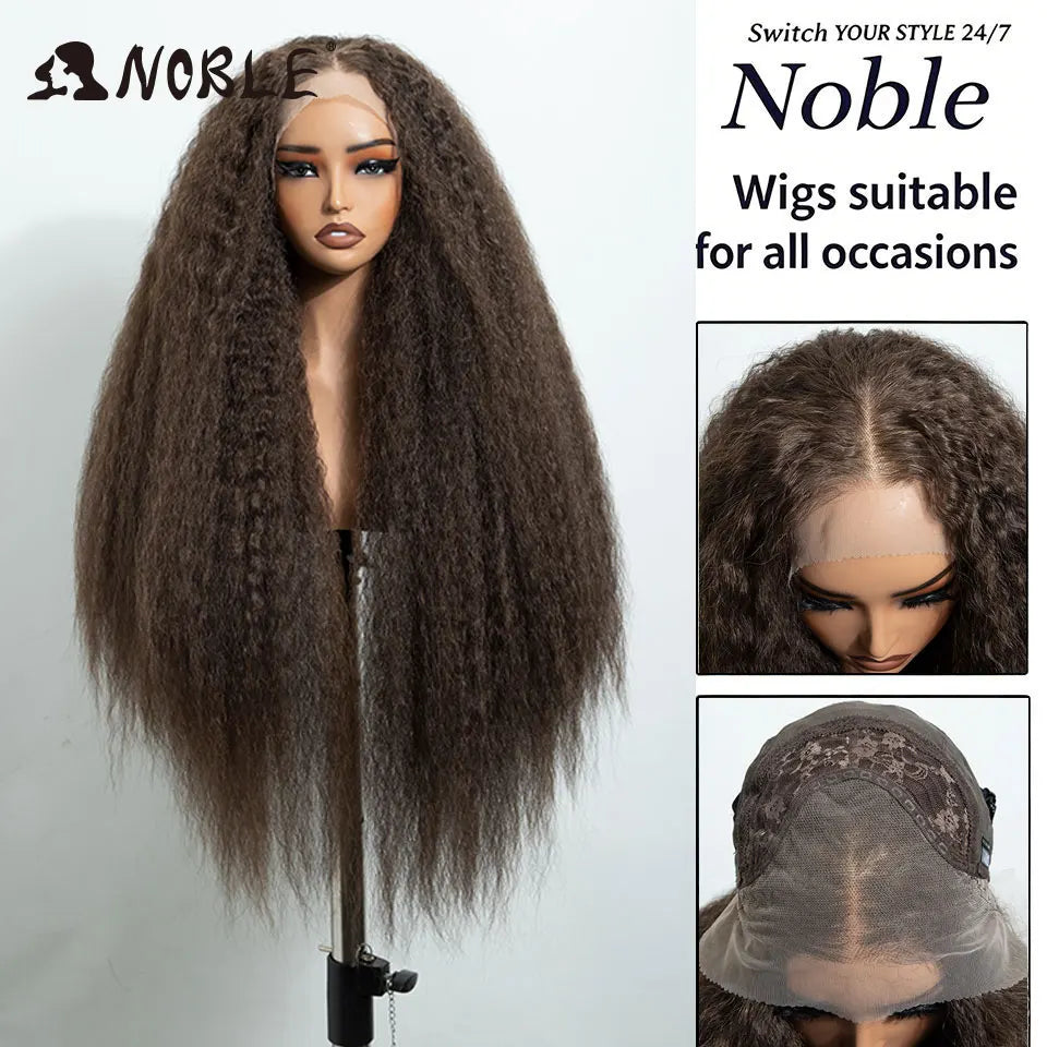 Noble 30 Inch Synthetic Lace Front Wigs For Women Curly Ash Blonde Highlight 13x4 Body Wave Silk Base Lace Wig Cosplay Daily Wig