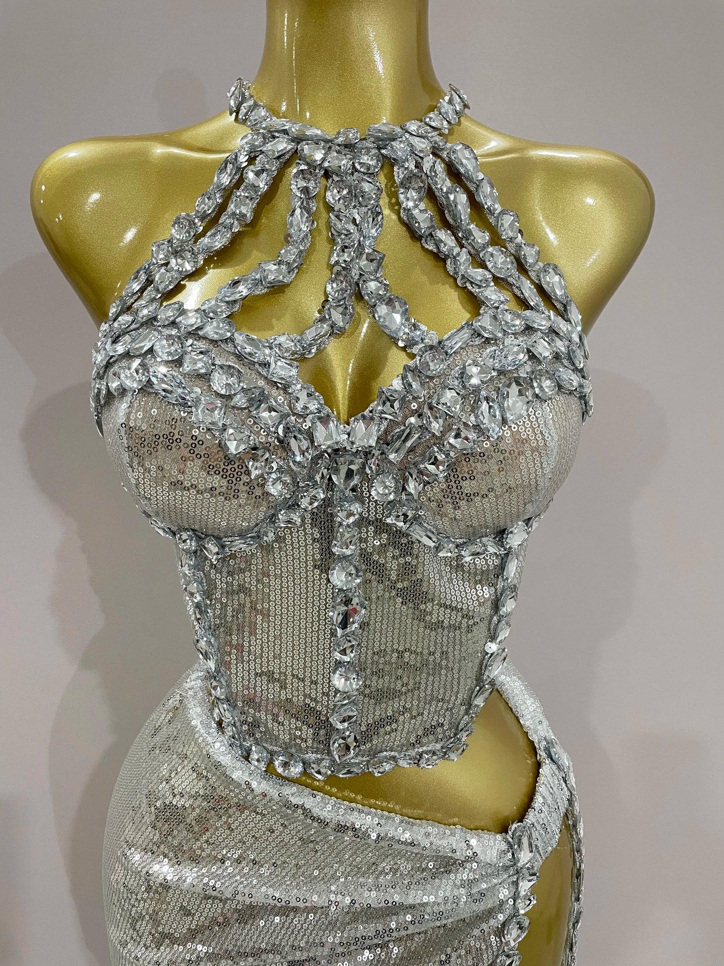 Sexy Luxury Shiny Diamond Sequins Cocktail Dress 2Pcs Set 2025New Women Evening Celebrate Birthday Party Nightclub Stage costume