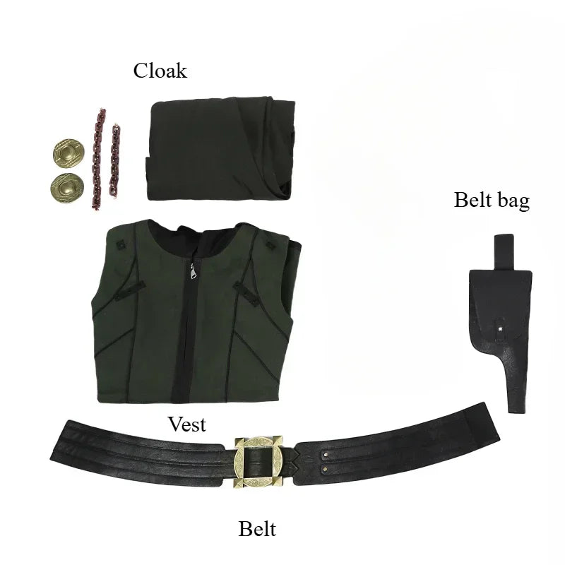 Halloween Black Doom Cosplay Costume Vest Pants Cloak Outfit Full Set and Individual Items Are Sold Man Battle Suit Custom Made
