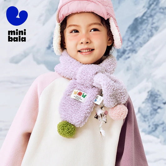 Mini Bala Skin-Friendly Scarf for Boys and Girls New in Winter Warm Cold-Protected Scarf for Babies for Outing Furry