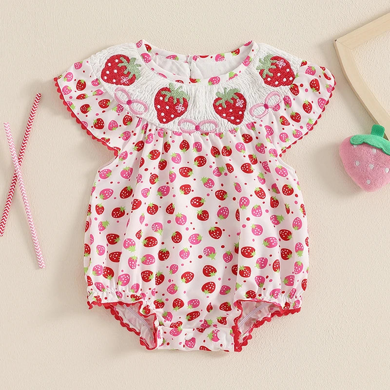 Newborn Baby Girls Watermelon Romper Fly Sleeve Ruffle Rompers Sleeveless Babydoll Collar Bodysuits Summer Clothes