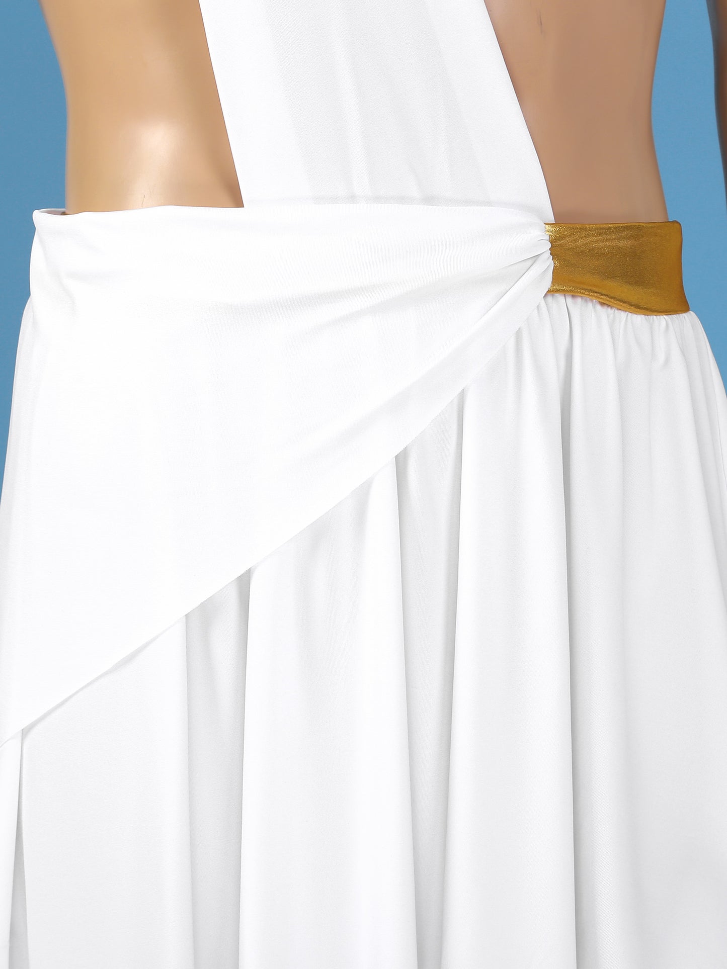 Halloween Ancient Greek Warrior Cosplay Costume Mens One Shoulder Strap Contrast Color Ruffle Skirt Carnival Theme Party Wear