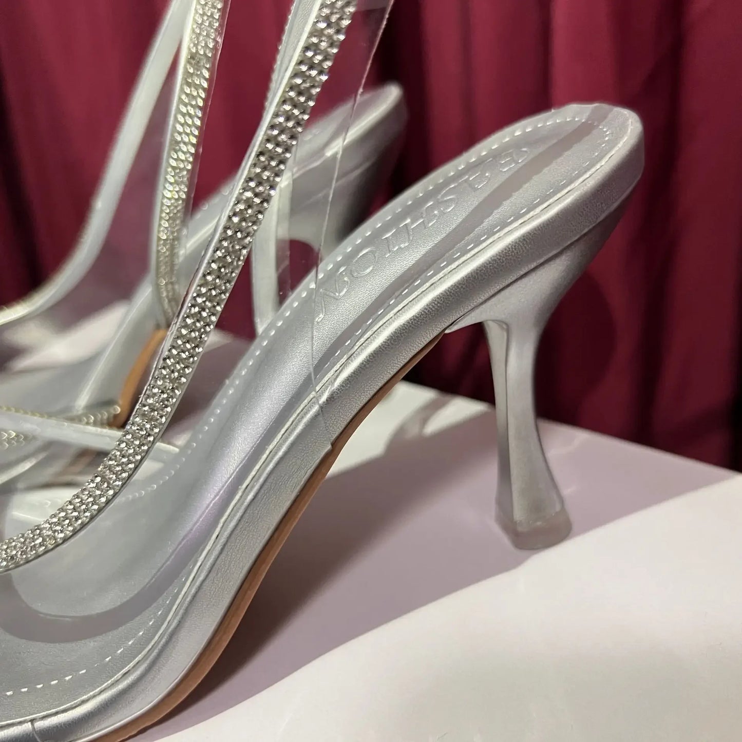 Transparent Water Diamond Women's Sandals Summer 2025 New Style Versatile Fish Mouth Pointed Toe Elegantly Exposed Toe Stiletto