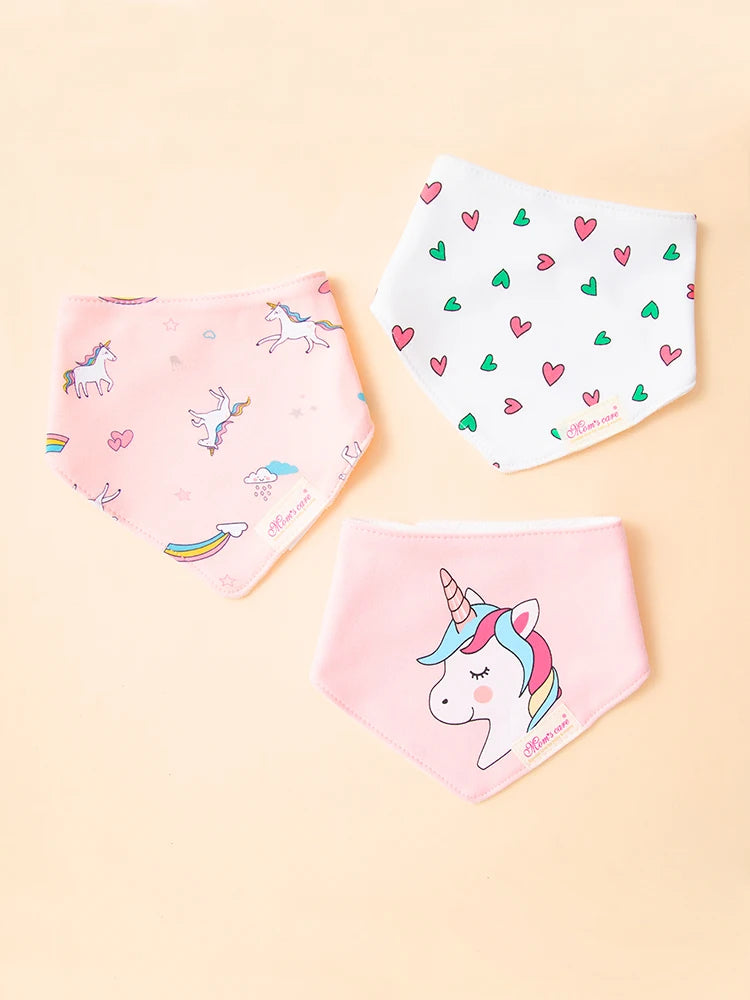 3Pcs Baby Feeding Bib Made of Cotton Mouth Water Towel Double-layer Soft Comfortable Adjustable Size Sccessories 0-3 Y