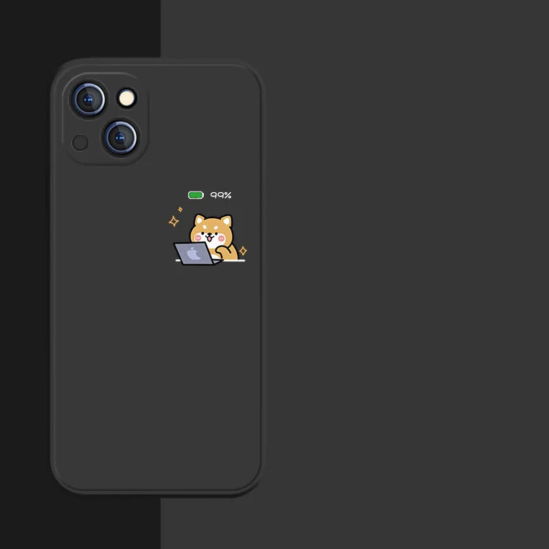 Funny Work Hard Shiba Inu Dog Phone Case For iPhone 17 16 15 11 12 14 13 Pro Max Mini X XR 7 8 Plus SE 16E Air Soft Cover Fundas