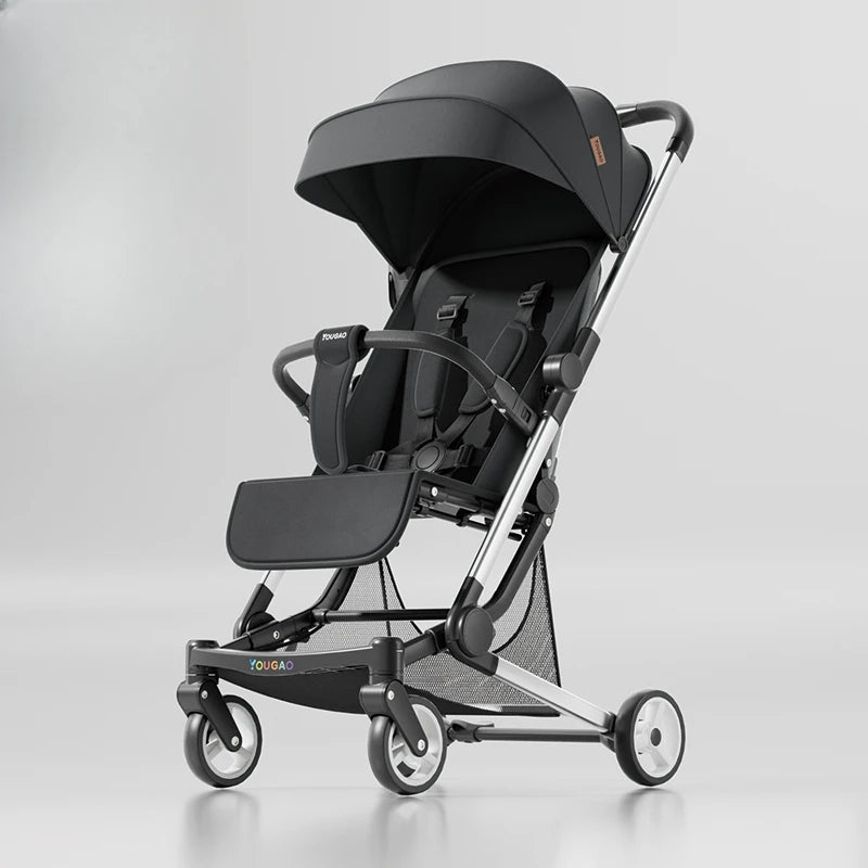 Foldable Four Wheels Cart Comfortable  Portable Lightweight Baby Stroller Can Sit or Lie Down Aluminum alloy Children's Cart