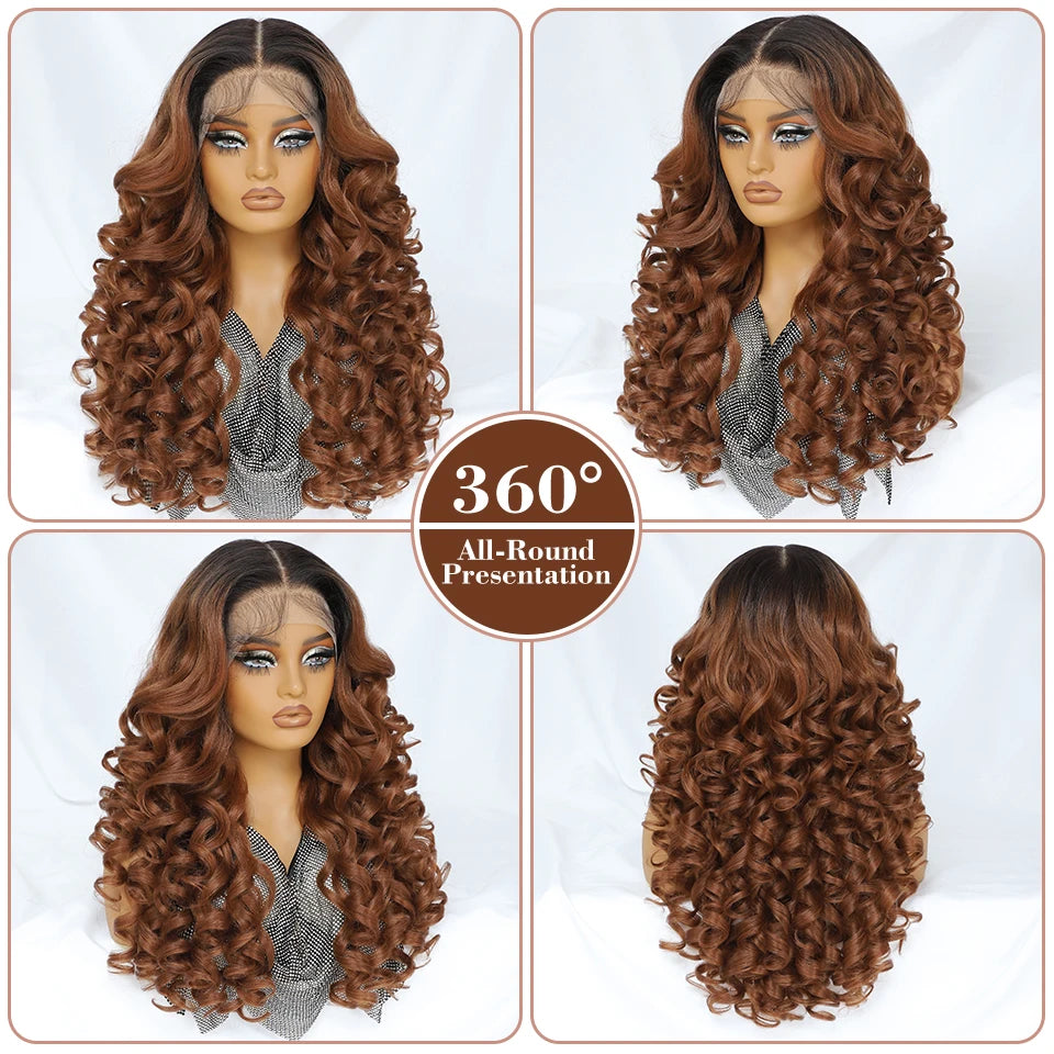 Lace Frontal Wigs 13X6 Synthetic Curly Lace Frontal Wigs With Bangs For Afro Women Pink Blonde Women Wigs With Baby Hair Latisha