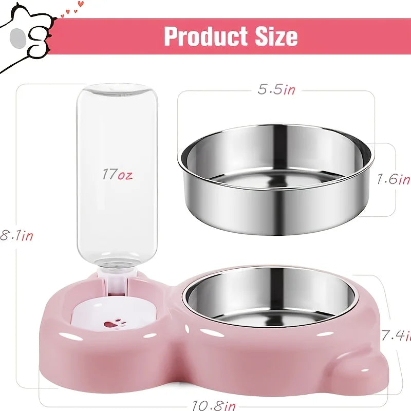 Keep Your Pet Hydrated and Well-Fed with This 2-in-1 Food and Water Bowl Set and Automatic Water Bottle!