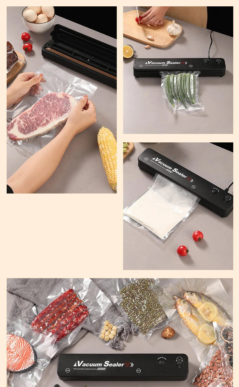 220V/110V Electric Vacuum Sealing Machine Food Saver with Vacuum Bag Link for Fresh Meat Snacks and Household Food Preservation