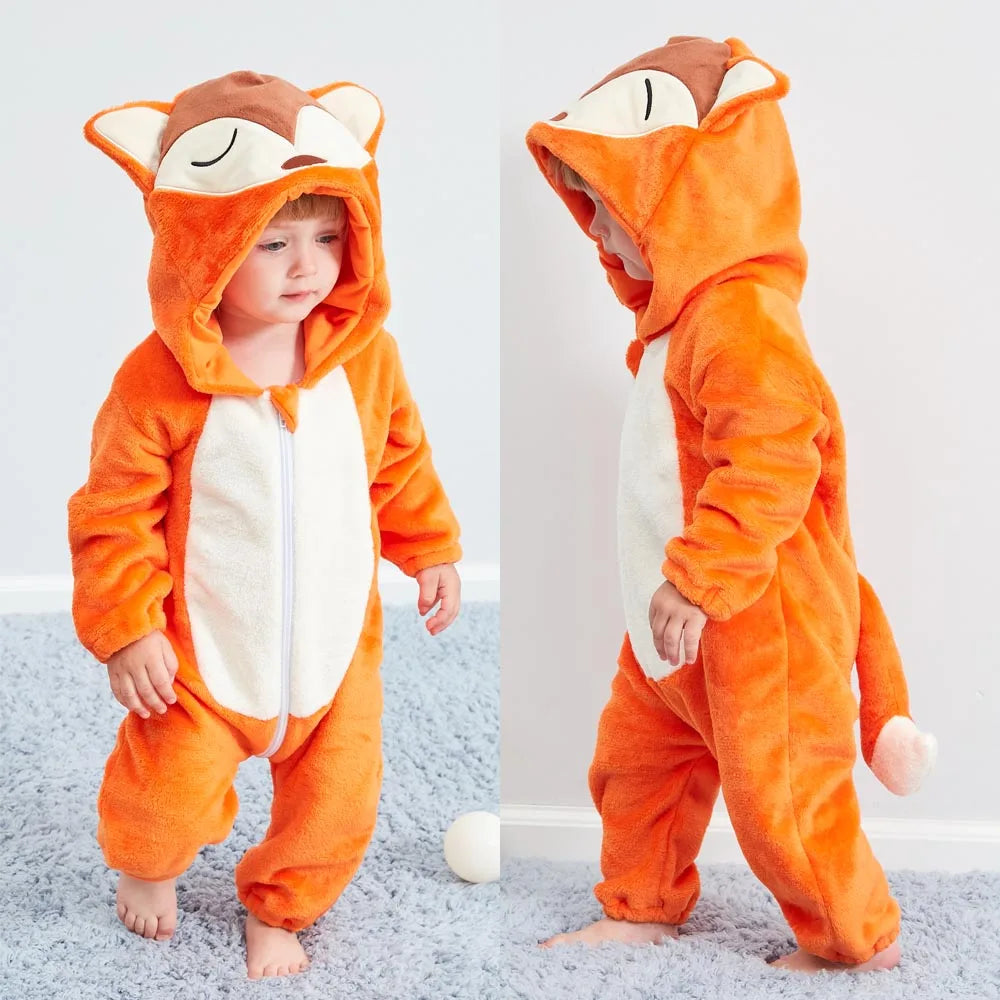 Autumn Winter Cartoon Style Winter Long Sleeve Baby Boys Girls Rompers Toddler Kids Playsuit Jumpsuits Baby Clothes Child Onesie