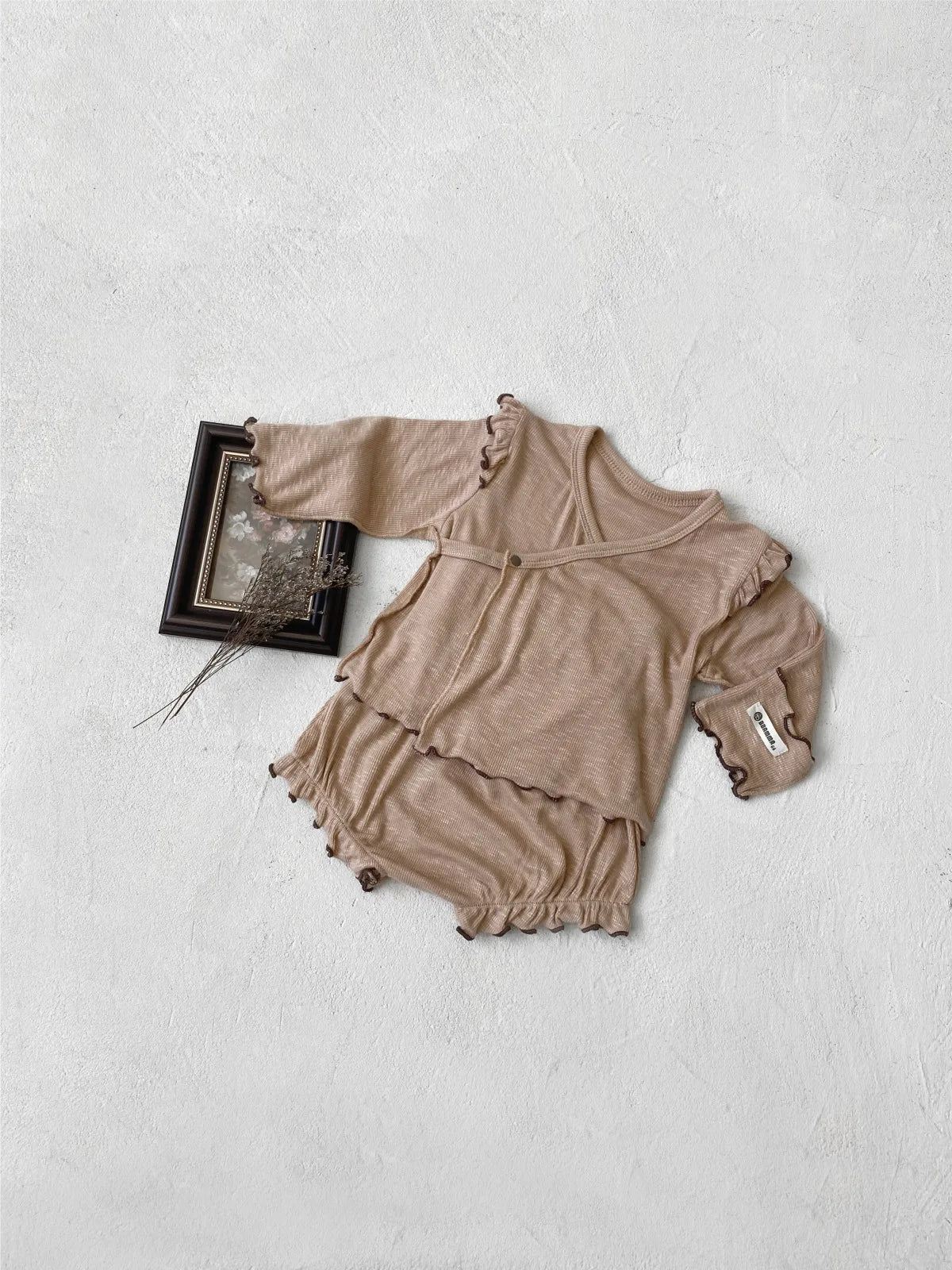 6738 Baby Clothing Set 2025 Autumn New Baby Girl's Home Suit Flying Sleeve Top+High Waist Belly Shorts Pajamas Set