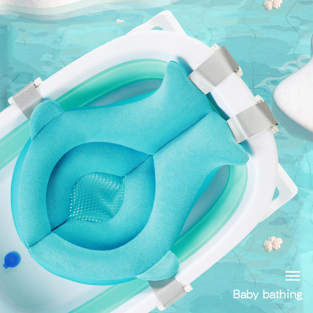 Baby Shower Mat Newborn Bathtub Foldable Shark Shape Baby Shower Net Pocket Portable Bathing Floating BathTub Soft Seat Play Mat