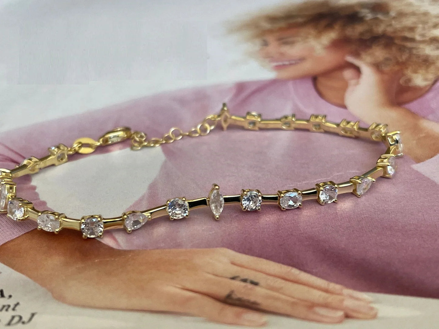 15+4cm Marquise Oval Round Water Drop Cubic Zirconia Tennis Bracelets for Women Gold Platinum Color Fashion Jewelry for Party