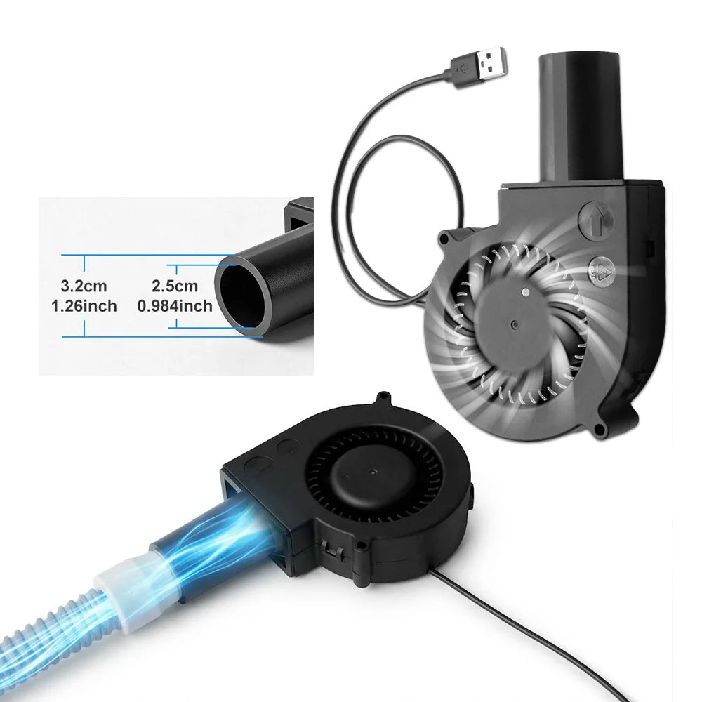 2.5cm Interface Portable CPAP Hose Dryer Blower Kit USB Turbo Fan for 2.2cm/22mm Standard CPAP Tube for BIPAP Cleaning