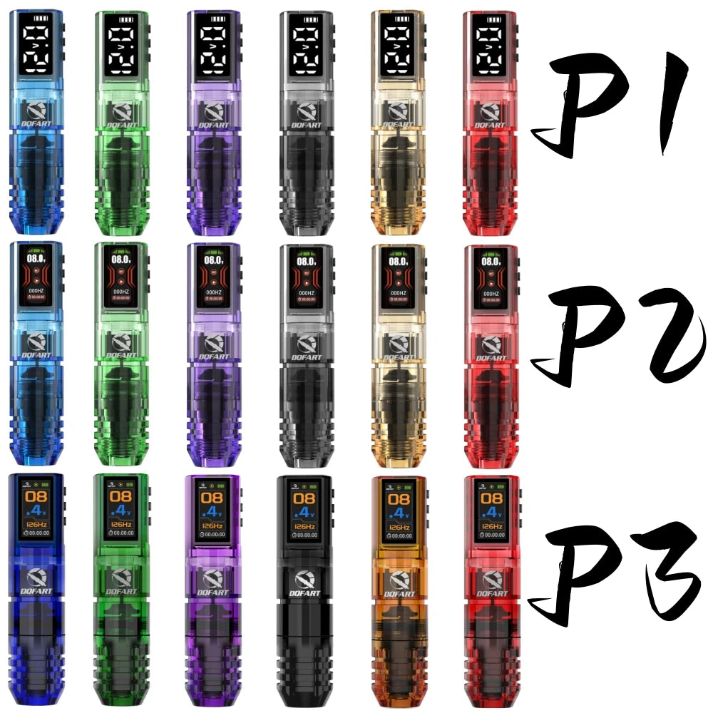 DQFART Hot Poseidon Wireless Tattoo Machine Pen 3Styles 6Colors 1600mAh Safe Professional Artists Creative Designs Beginner