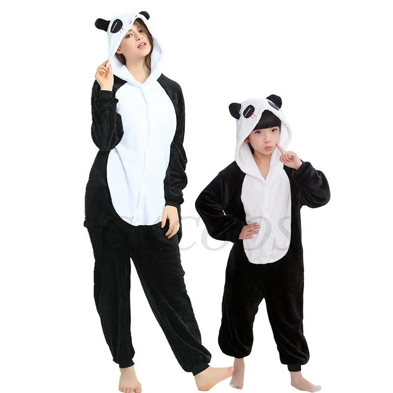 New Children Kigurumi Onesie Boys Girls Flannel Sleepwear Unisex Cypabara Cartoon Pajamas Winter Warm Flannel Hooded Jumspuits