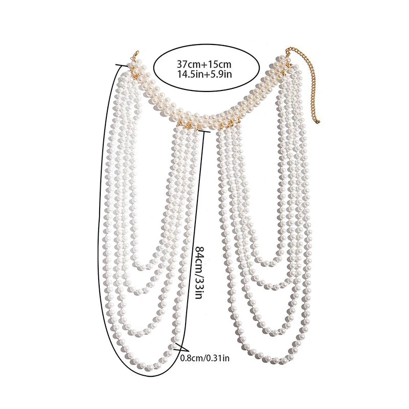 Sexy Hot Girl Body Chain Waist Chain Women's Fashion Show Imitation Pearl Shoulder Chain Bustier Chain Clothing Chain