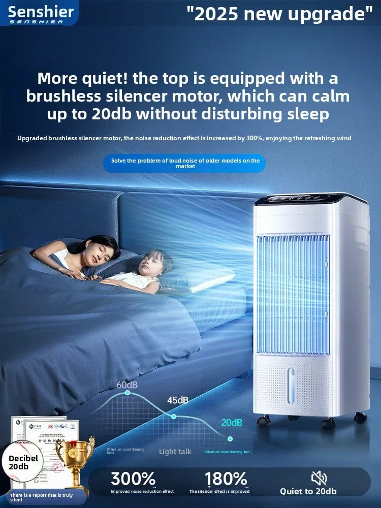 New Water Cooled Mobile Air Conditioner Fan Silent Mini Floor Cooling Fan for Home Bedroom