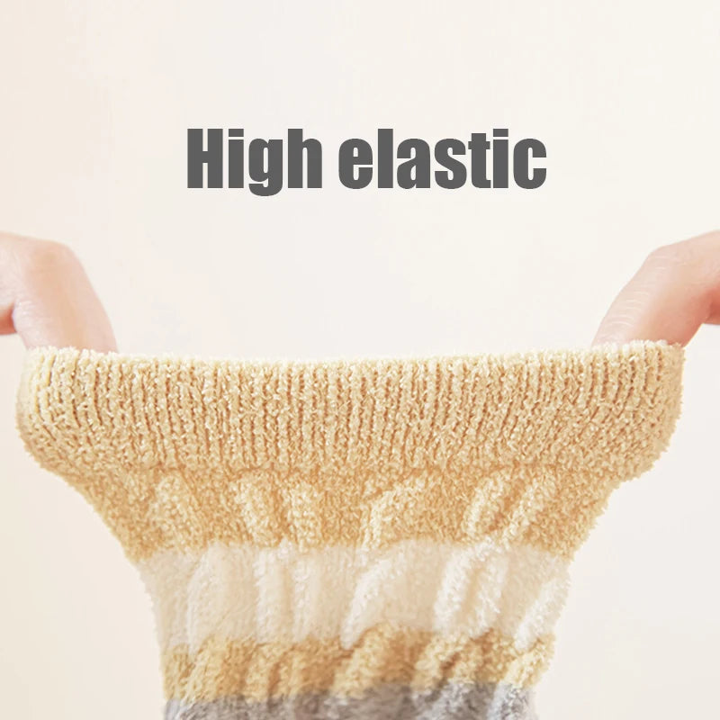 3/5 Pairs Winter Warm Baby Mid Tube Socks Soft Thickned Striped Newborn Socks Toddler Socks For Boys And Girls