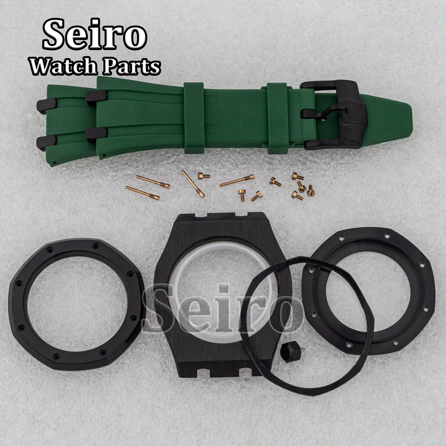 42mm Octagon Watch Case Rubber Strap Sapphire Crystal 10bar for 31.8mm Dial Royal Oak NH35 NH36 Movement Watch Modified Parts