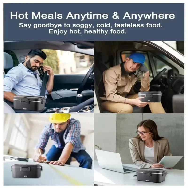 1.8L Food Heater 3 in1 Portable Leakproof Heated Lunch Box 75W  Electric Lunch Box for Car Truck Office with Insulated Carry Bag