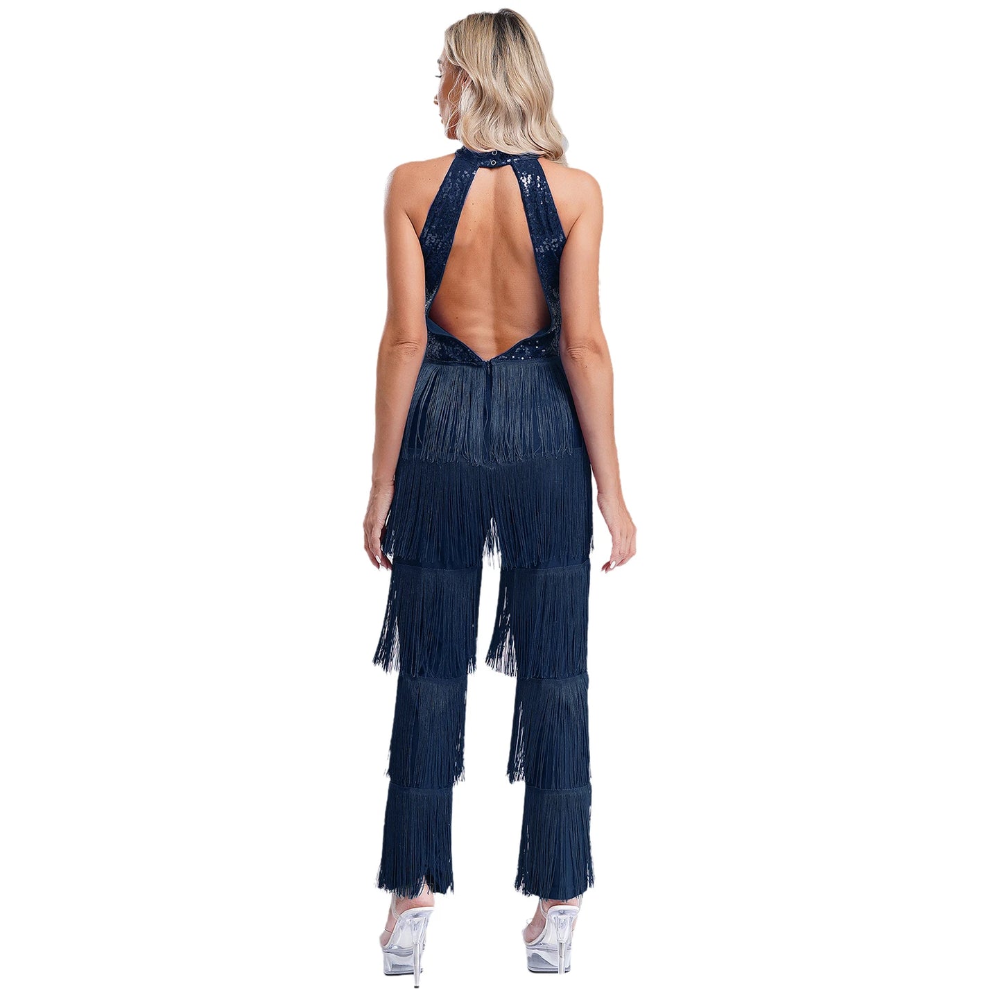 Halloween Hippie Costume womne Vintage 70s Disco Stage Performance Dancing Jumpsuit Singer Sequins Tassel Tango Cha-cha Costumes