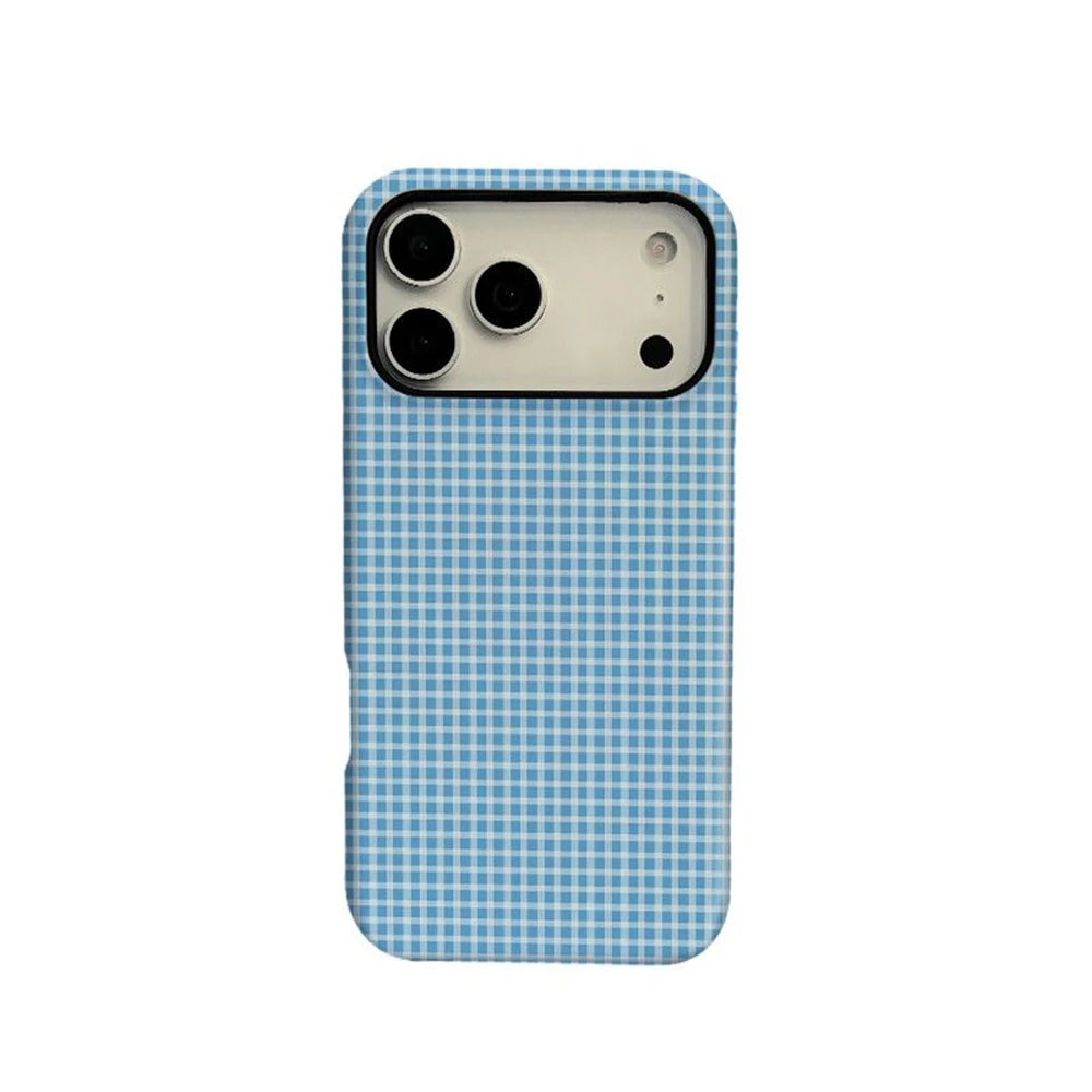 Ins Korean polka dot grid pattern Phone Case for iPhone 17 16 15 14 13 12 11 X Air Pro Max Plus Luxury Double-layer Back Cover