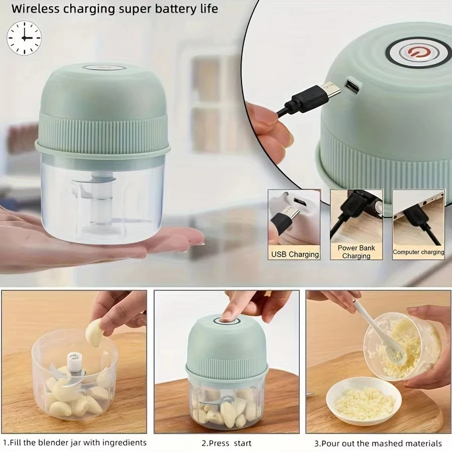 260ml Electric Garlic Grinder Onion Chopper with 1 Button Start Meat Grinder Kitchen Food Vegetable Mixer
