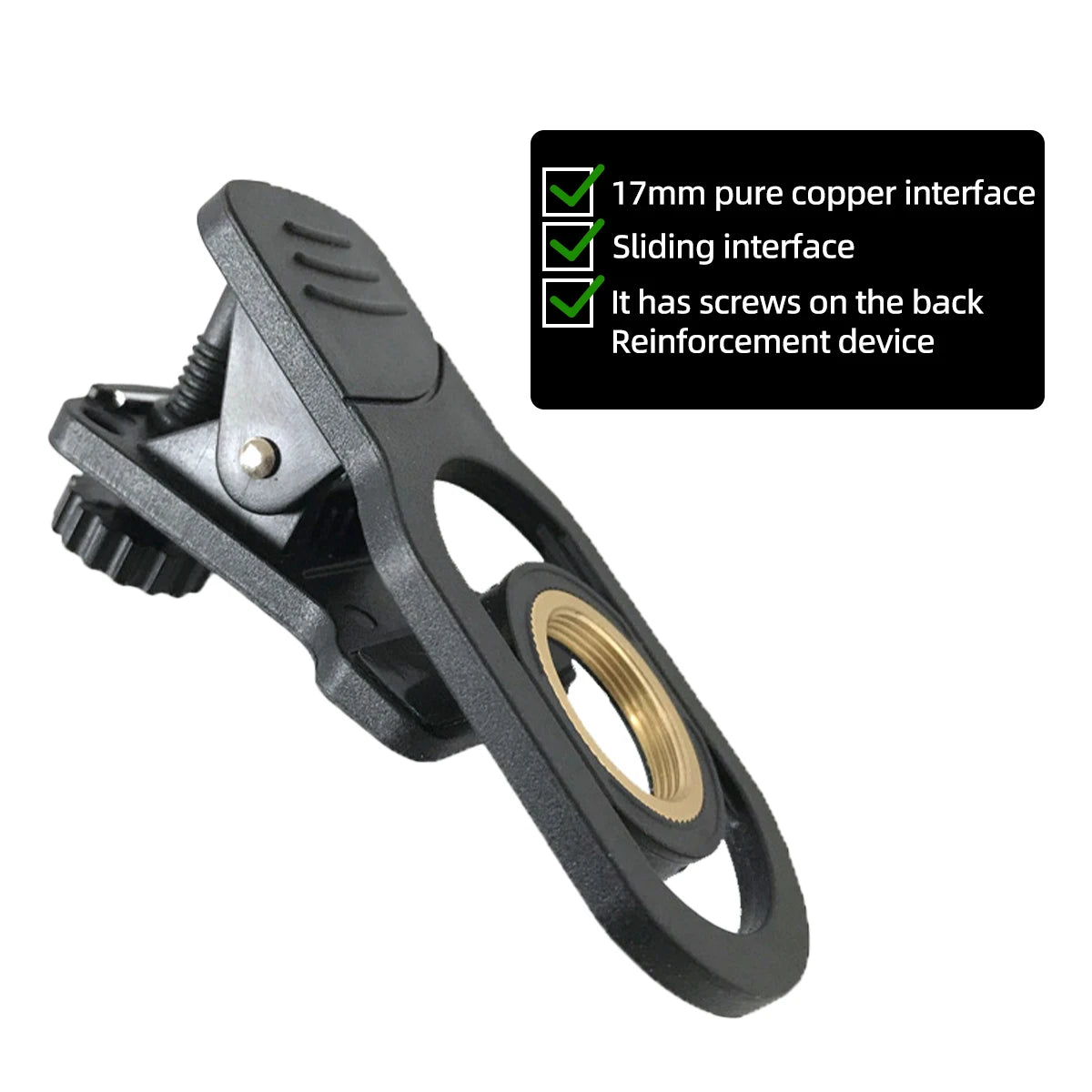 Fonken 17MM Universal Phone Lens Clip Adapter Adjustable Extended Clamp for Telephoto Telescope Wide Angle Macro Lenses