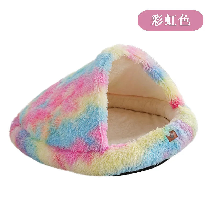Winter Warm Shaped Enclosed Pet Bed for Cats and Dogs Surrounded Cat Nest Dog Bed