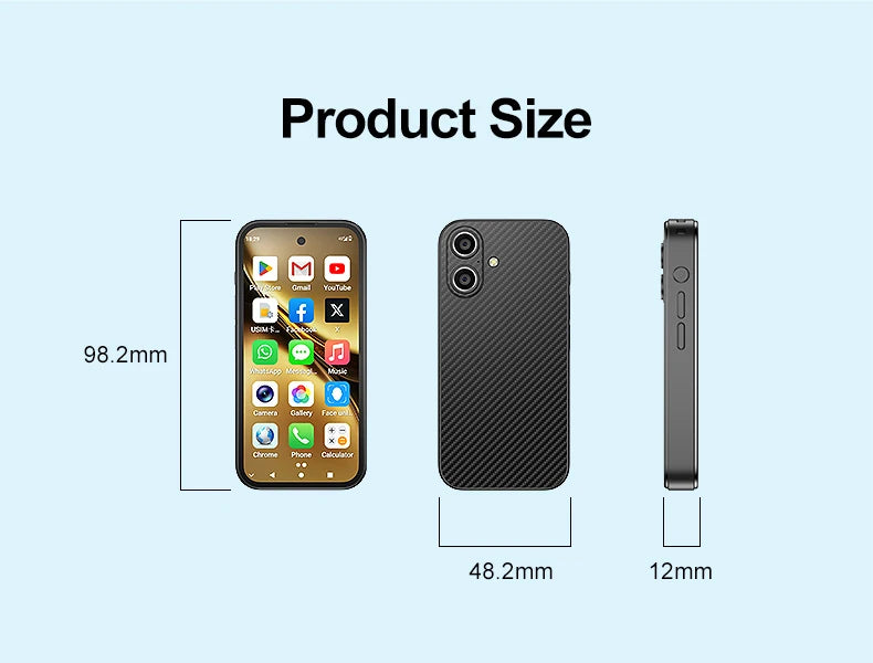 SOYES Q333 4GB RAM 64GB ROM Android 12.0 Smartphone MTK6762 2000mAh Face ID 4G LTE Type-C OTG 3.58‘’ Screen 8MP/5MP Small Phone