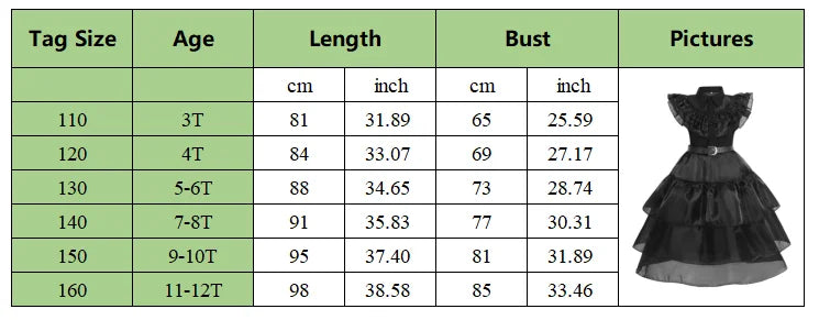Girls Halloween Cosplay Costume Black Gothic Clothes Costume Kids Carnival Fancy Dress Up