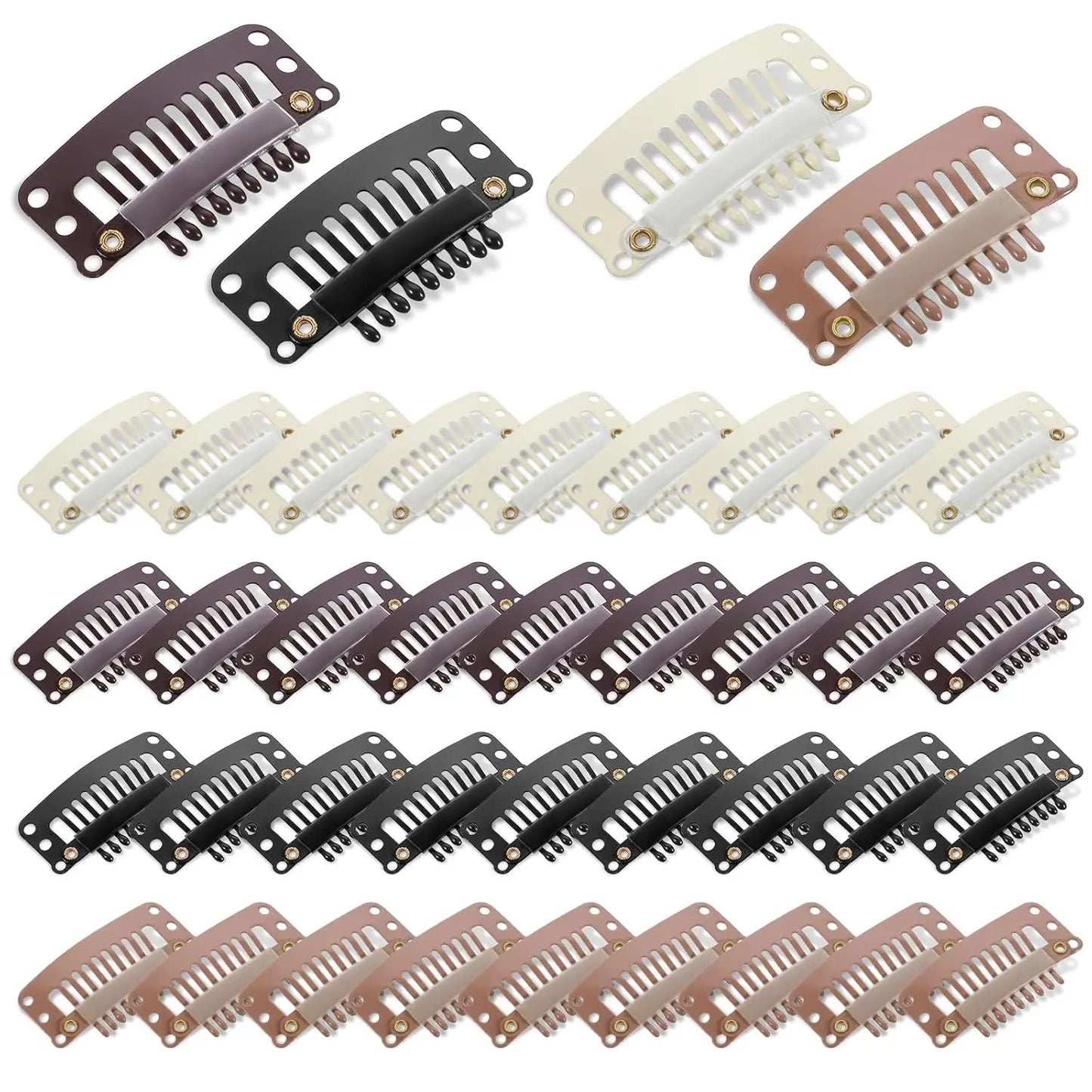 10/20/50 Pcs Hair Extensions Clips 9-Teeth Wig Comb Clips Snap Hair Extension Accessories Tool 32mm