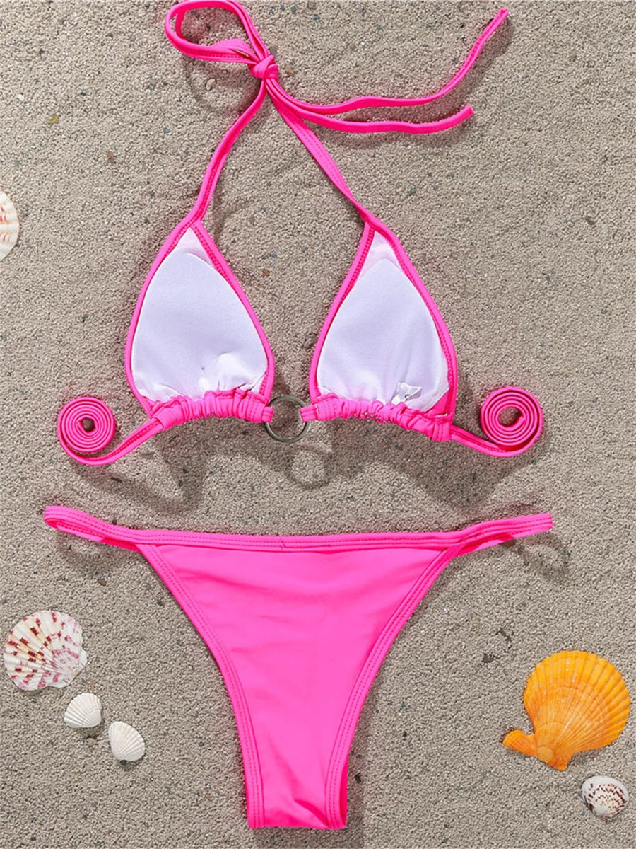 Sexy Sequin Rhinestone Bikini Women Black Diamond Micro Swimwear Braizilian Ring Linked Push Up Bathing Suit Thong Swimsuit 2026