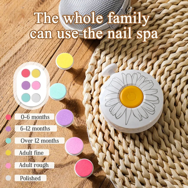 6Pcs Electric Baby Nail Trimmer Kid Nail Polisher Tool Infant Manicure Scissors Newborn Hygiene Kit Nail Clipper Cutter with Bag