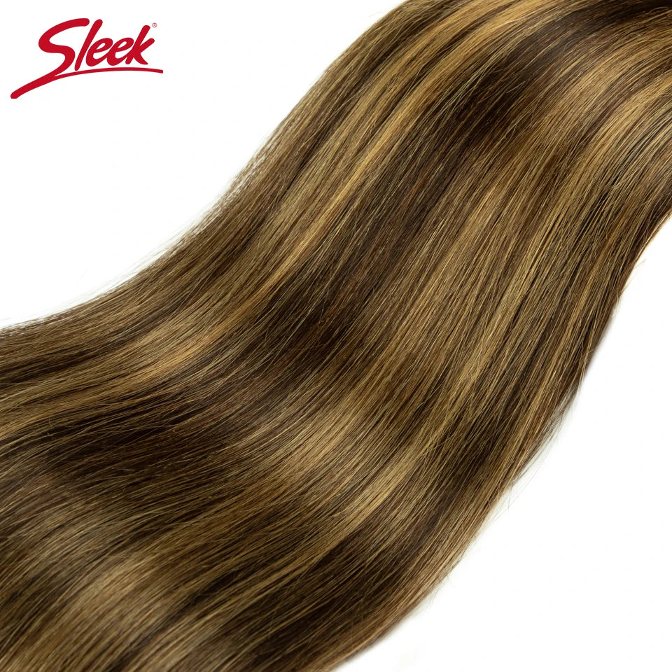 Sleek Peruvian Straight Human Hair Double Drawn Natural Human Hair Weave Bundles Natural Brown #27 #613 Remy Human Hair Bundle