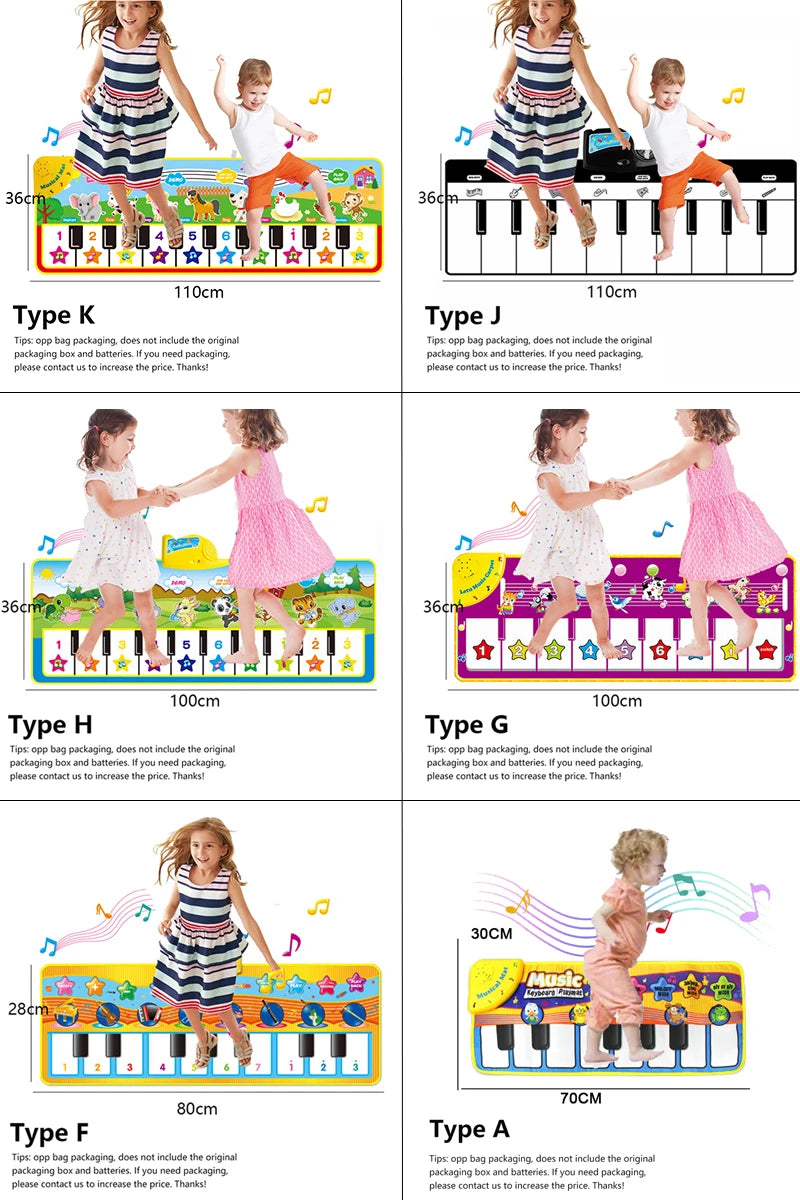 Kids Musical Carpet Baby Toddlers Fitness Keyboard Piano Mat Music Play Instrument Montessori Education Toys Gift for Girl Boy