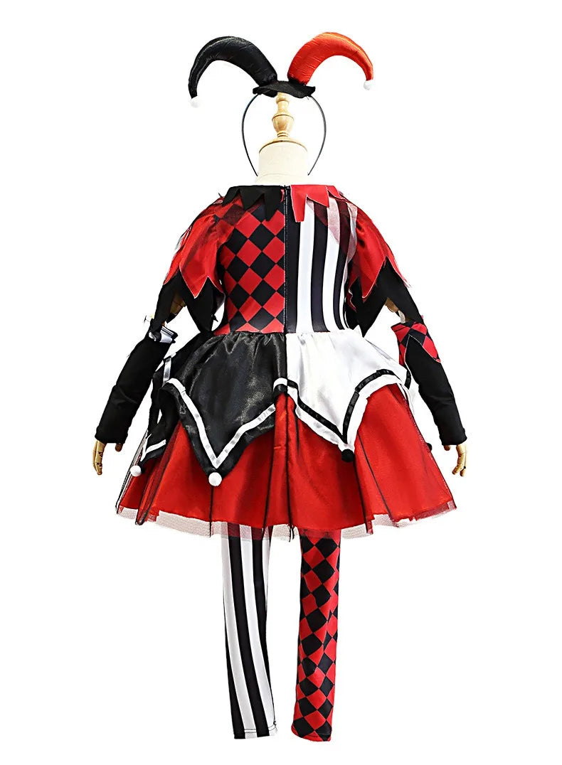 Halloween Cosplay Costumes Horror Clown Dresses Pants Headwear Clothes Sets Carnival Theme Party Role Playing Outfits for Girls