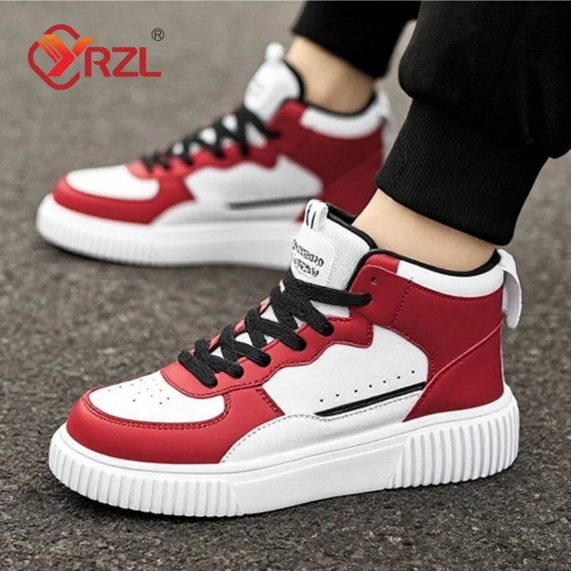 YRZL Casual Shoes for Men Sneakers Breathable PU Leather White Shoes Unisex Comfortable Walking Sport Shoes for Man