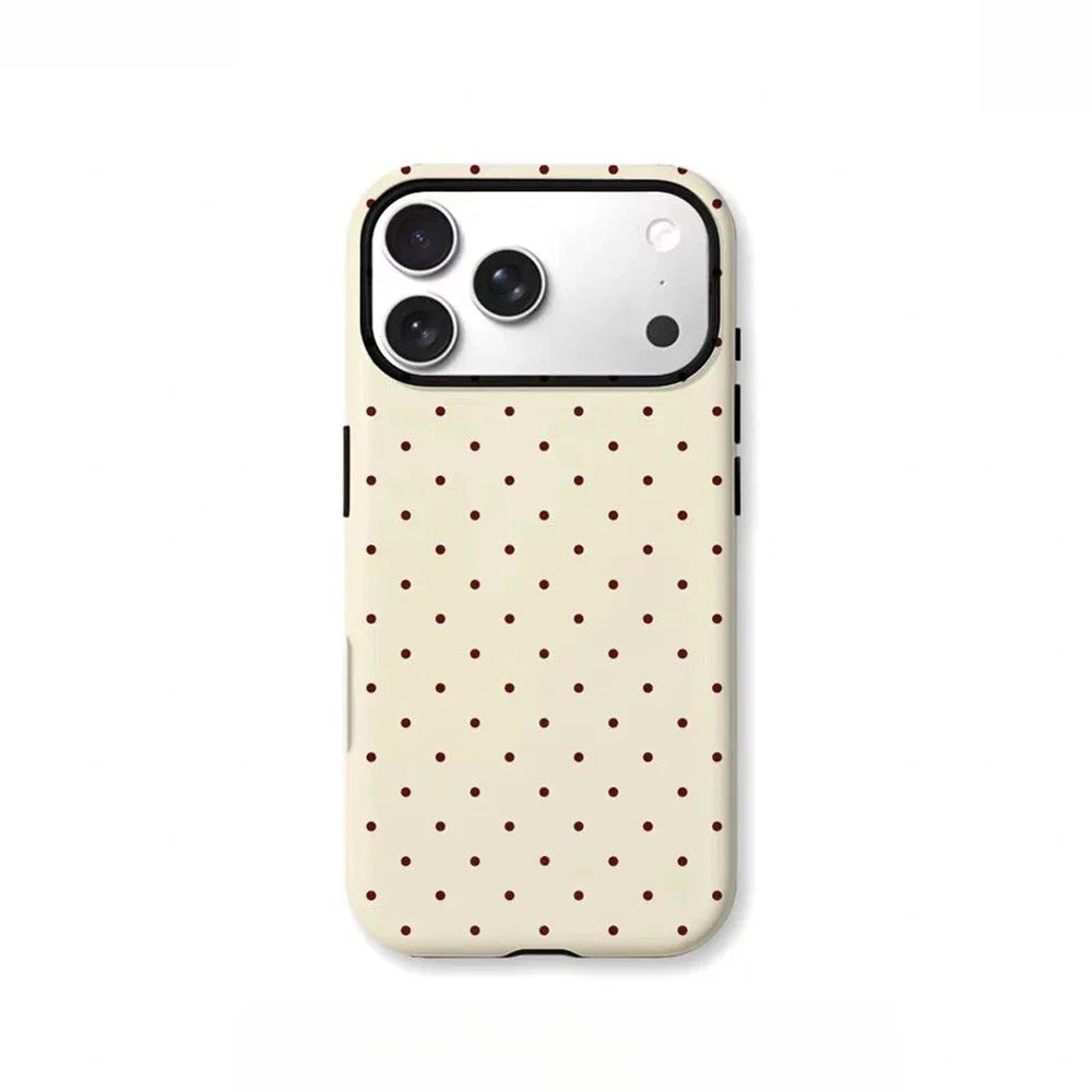 Ins Korean polka dot grid pattern Phone Case for iPhone 17 16 15 14 13 12 11 X Air Pro Max Plus Luxury Double-layer Back Cover