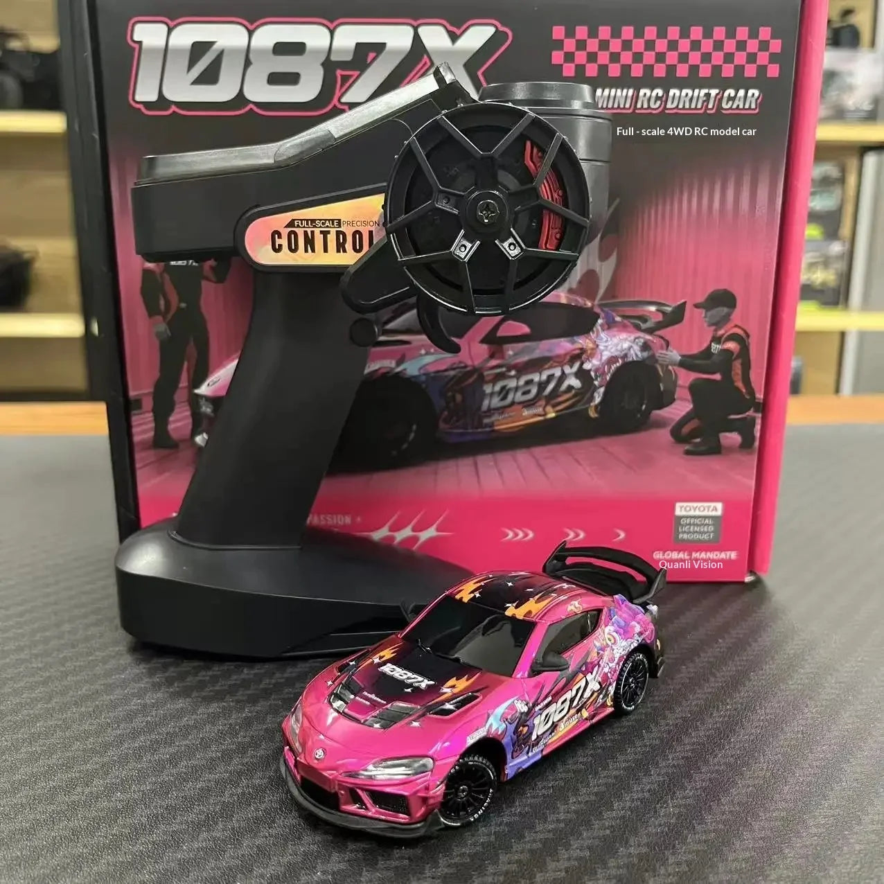 JXC1:43 Supra 1087X RC Drift Car Diecast Metal Body Static Model Grade Gyro 4WD Full Proportional Mini RC Vehicle for Collectors