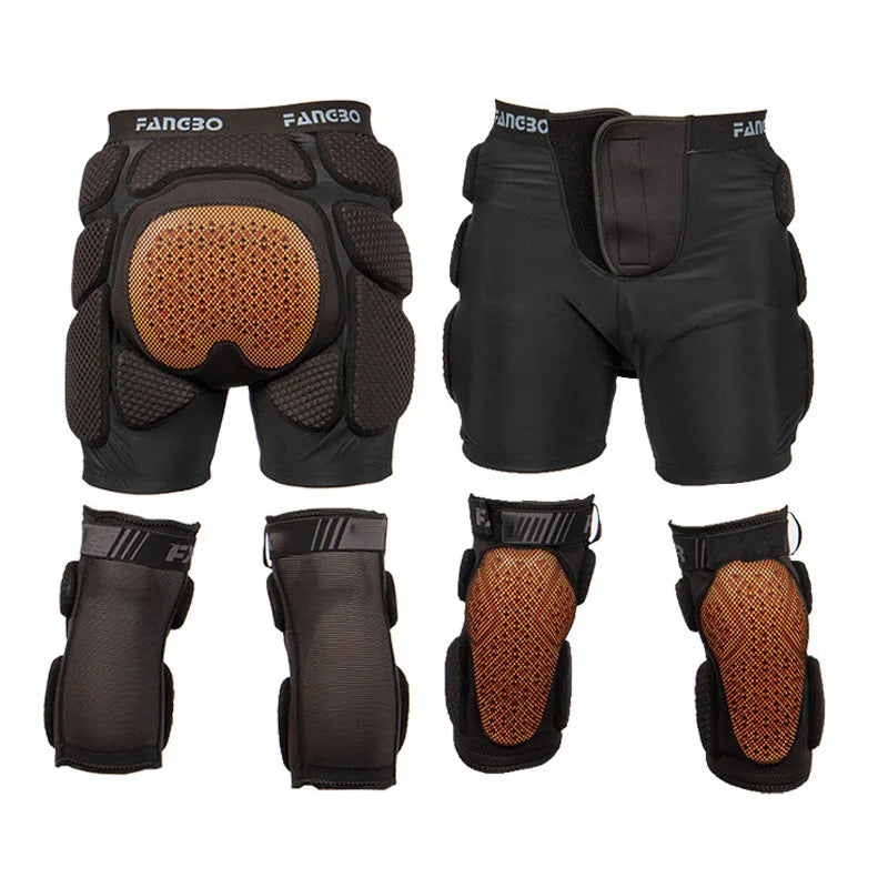 Outdoor Ski & Snowboard Protective Gear Set - Breathable Anti-Fall Hip Pants & Knee Pads for Skiing Ice Skating