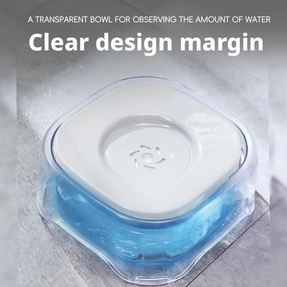 2L Anti-Spill Cat Dog Bowl Water Drinker Feeder Transparent Floating Pet Dogs Water Dispenser Keep Water Clean & Pets' Chin Dry