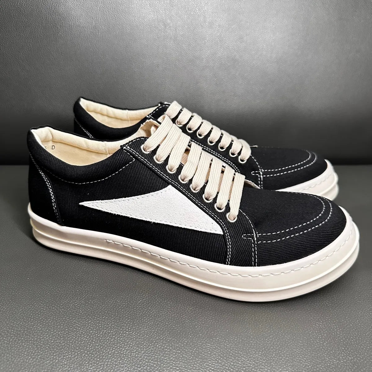 Men Casual Shoe Brand Black Brown Canvas Low Top Shoes High Quality Cowhide Luxury White Leather Sneakers Women Flat Sneaker