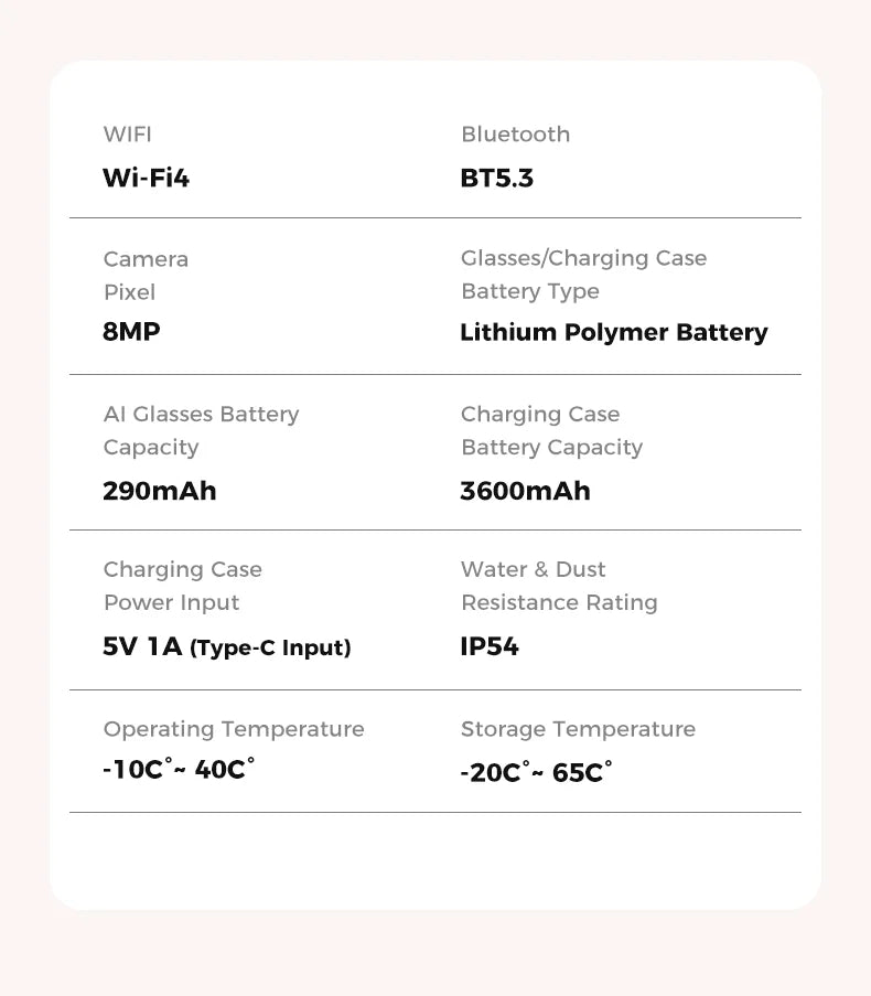2026New 8MP 4K HD Camera AI Glasses Men 3600mAh Power Bank 32G Memory 160+ Translation Glasses Waterproof Smart Sunglasses Women