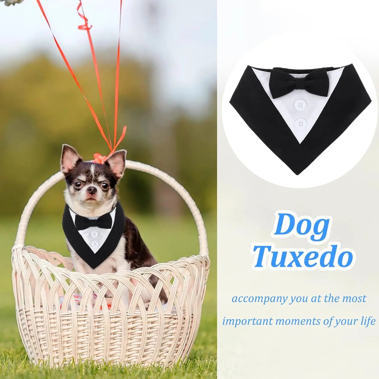 Sucado Handsome Wedding Pet Dog Bandana Elegant Suit Bowtie Luxury Triangular Scarf Collar Engagement Party Gifts Accessories