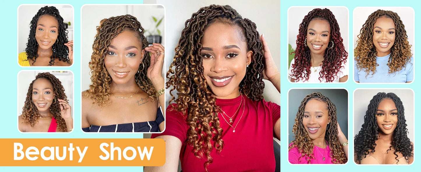 12-24inch Goddess Locs Crochet Hair Goddess Faux Locs Synthetic Crochet Hair For Women Pre Looped Faux Locs With Curly Ends