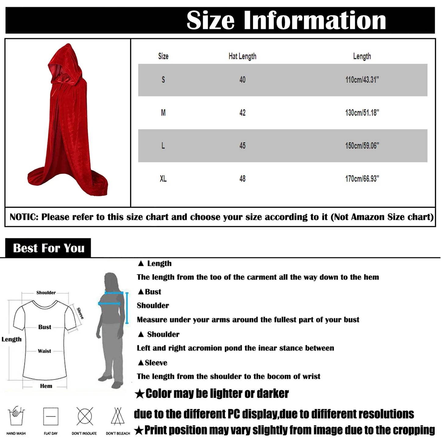 Halloween Costume Unisex Cosplay Death Cape Long Hooded Cloak Wizard Witch Medieval Cape S-Xl Black White Red Coffee Blue