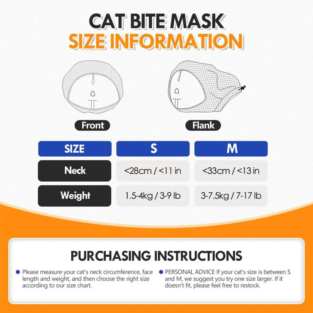 Cat Muzzle for Grooming Breathable Kitten Mesh Muzzles Adjustable Pet Grooming Muzzle Anti Scratch Cat Grooming Restraint Bags